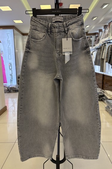 5519-140-170 СЕРЫЕ ДЖИНСЫ С ШИРОКИМИ ШТАНИНАМИ