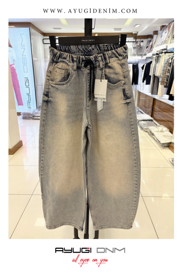 5520-134-164 LACİVERT WIDE LEG KOT PANTOLON 