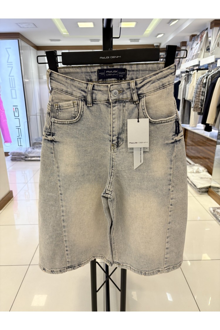 5533-134-164 ТЁМНО-СИНИЕ ДЖИНСОВЫЕ ШОРТЫ БЕРМУДЫ СВОБОДНОГО КРОЯ