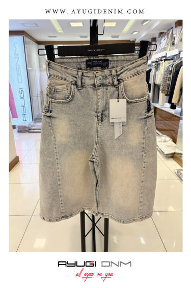 5533-134-164 BERMUDA KOT ŞORT GENİŞ KALIP LACİVERT