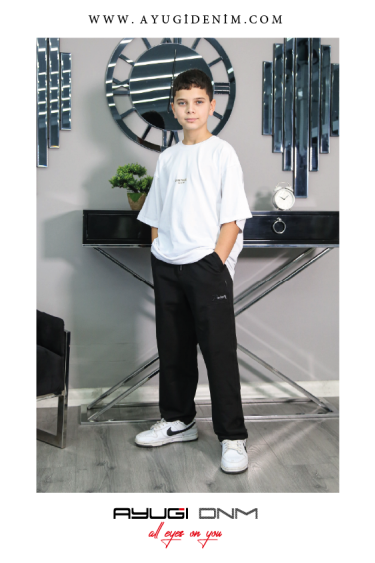 7344-140-170 ЧЁРНЫЕ СПОРТИВНЫЕ БРЮКИ СВОБОДНОГО КРОЯ