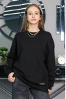 7356-140-170 ЧЁРНЫЙ ОДНОТОННЫЙ СВИТЕР С ДЛИННЫМ РУКАВОМ