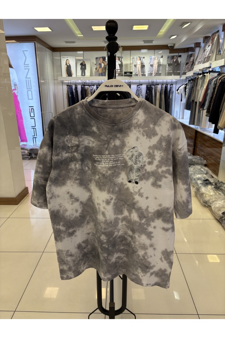 7369-140-164 БЕЖЕВАЯ ОВЕРСАЙЗ ФУТБОЛКА С НАДПИСЬЮ