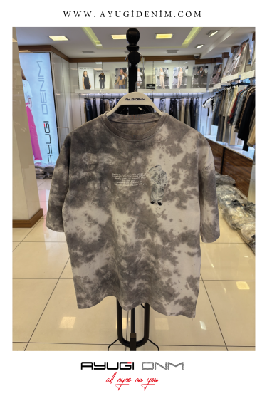 7369-140-164 SİYAH OVERSİZE YAZILI TİŞÖRT