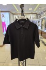 7377-140-170 ЧЕРНАЯ ОВЕРСАЙЗ ФУТБОЛКА-ПОЛО С КОРОТКИМ РУКАВОМ