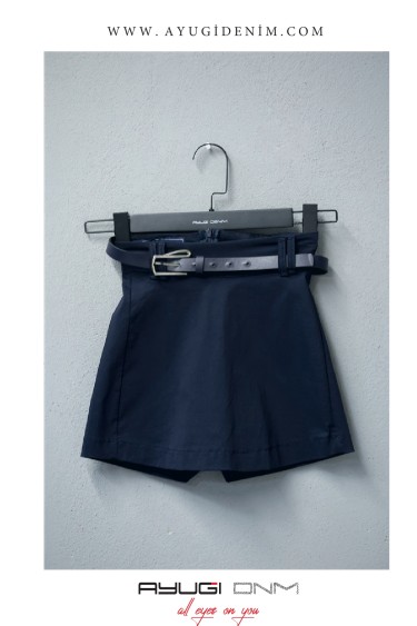 9416-134-164 ЮБКА-ШОРТЫ С ТЕМНО-СИНИМ ПОЯСОМ
