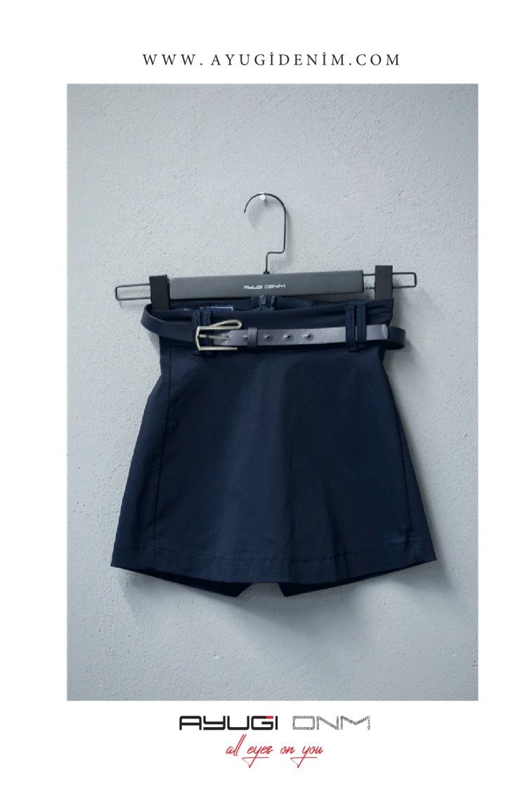 9416-134-164 ЮБКА-ШОРТЫ С ТЕМНО-СИНИМ ПОЯСОМ