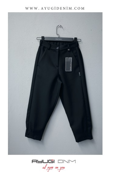 9481-134-164 ЧЕРНЫЕ СПЕЦИАЛЬНО ИЗГОТОВЛЕННЫЕ БРЮКИ С СТРОЧНЫМИ ДЕТАЛЯМИ