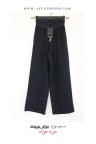 9493-134-164 NAVY BLUE WIDE-LEG GABARDINE TROUSERS WITH ELASTIC WAISTBAND