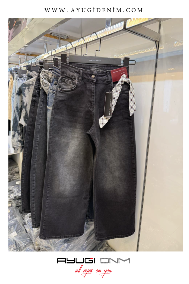 9508-134-164 PLAZZO KALIP YIKAMALI KOT PANTOLON SİYAH