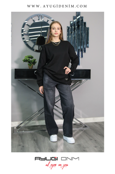 9537-134-164 BAGİ KALIP ÖZEL DİKİM KOT PANTOLON SİYAH