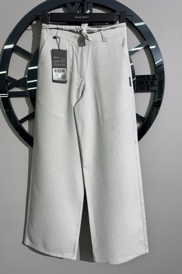 9576-134-164 BELDEN İPLİ ÖZEL DİKİM ÇİZGİLİ PANTOLON A.GRİ