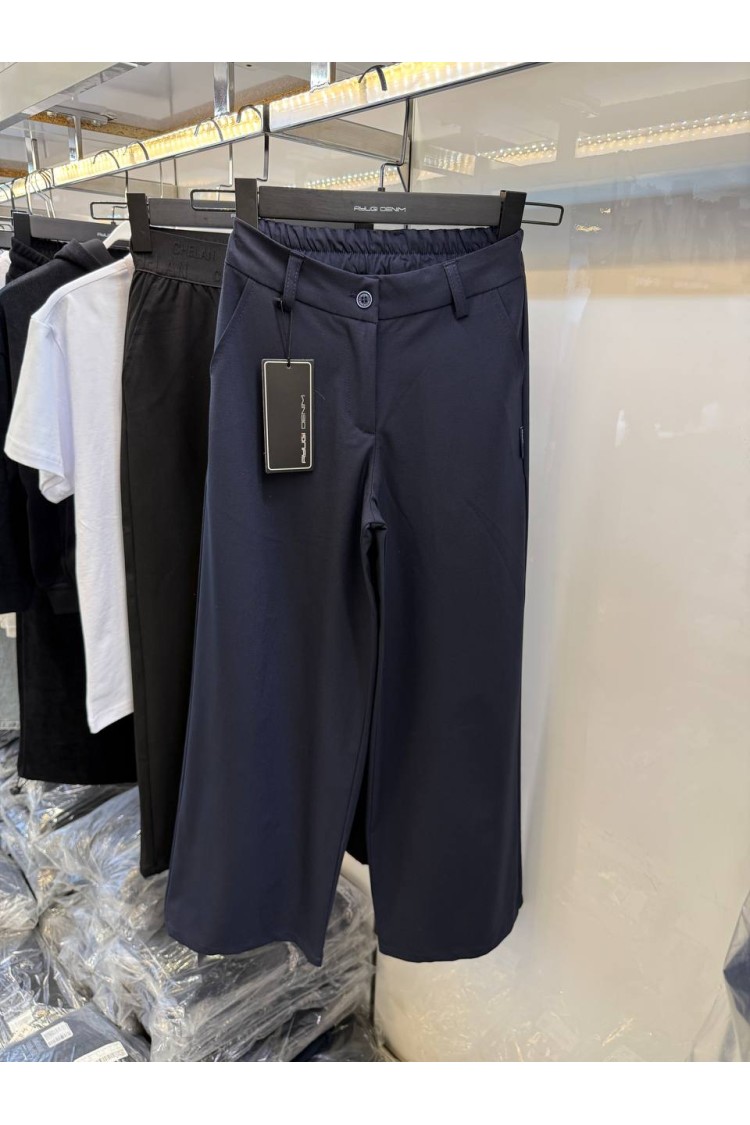 5330-146-170 БРЮКИ ИЗ ЧЁРНОЙ ТКАНИ С УЗОРОМ НА ЭЛАСТИКЕ НА СПИНКЕ