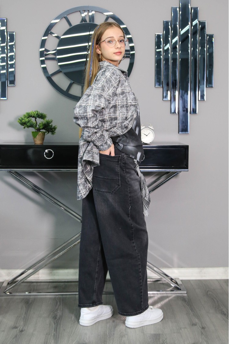 9629-134-164 ЧЁРНЫЕ ДЖИНСЫ BAGGY КРОЙ