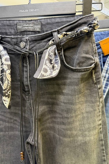 9632-134-164 GENİŞ PAÇA SİYAH KOT PANTALON