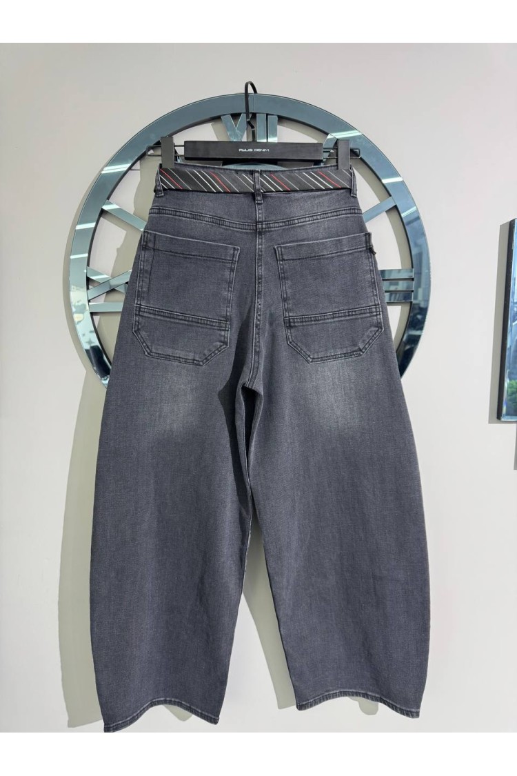 9642-134-164 ДЖИНСЫ BAGGY С ПОЯСОМ ЧЁРНЫЕ