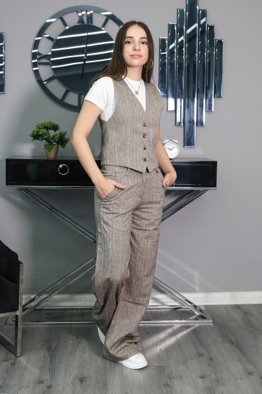 9643-140-170 KAHVERENGİ KUMAŞ PANTOLON