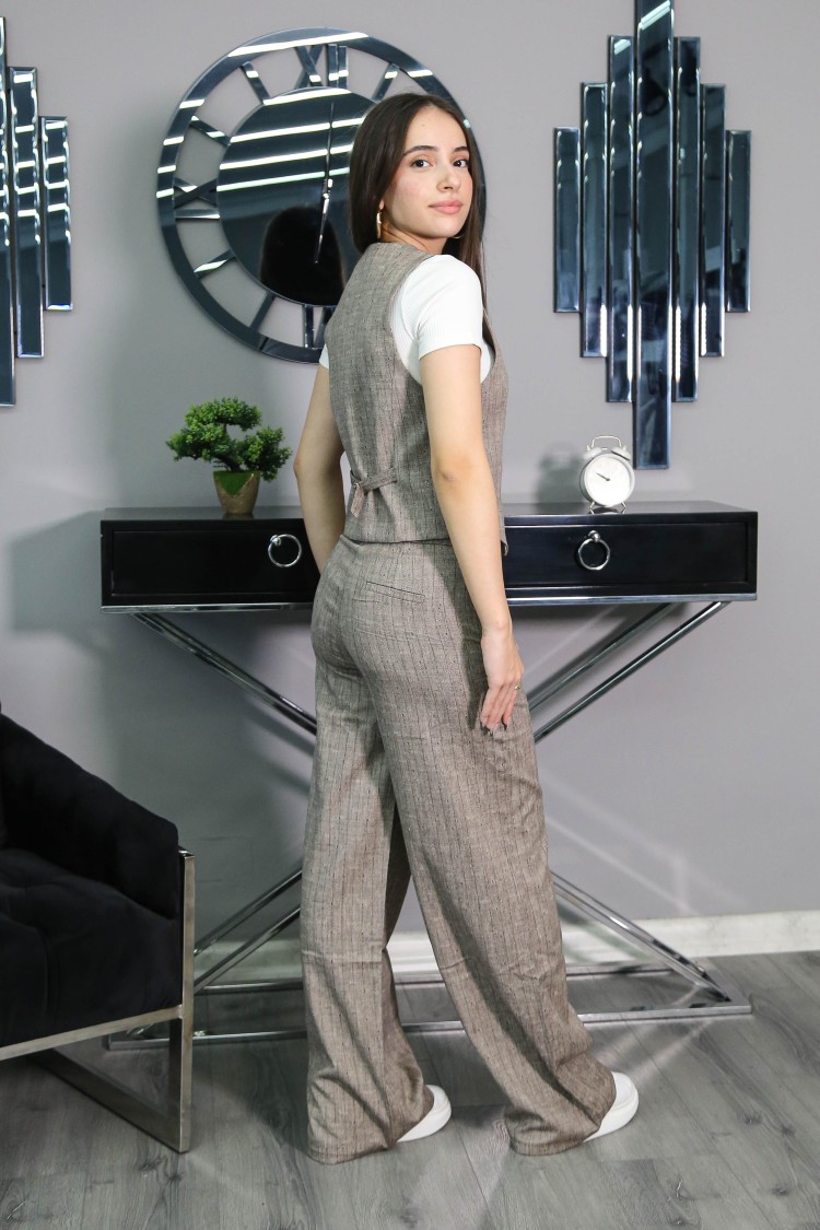 9643-140-170 КОРИЧНЕВЫЕ ТКАНЕВЫЕ БРЮКИ