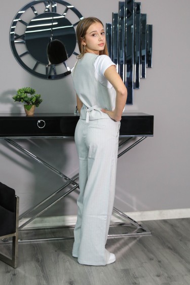 17279-140-170 MAVİ V YAKA ÇİZGİLİ YELEK