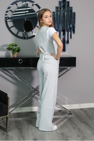 17279-140-170 СИНИЙ ПОЛОСАТЫЙ ЖИЛЕТ С V-ОБРАЗНЫМ ВЫРЕЗОМ