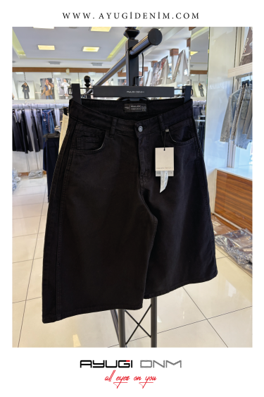 9650-134-164 ЧЁРНЫЕ ДЖИНСОВЫЕ ШОРТЫ БЕРМУДЫ