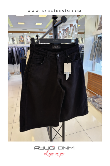 9650-134-164 ЧЁРНЫЕ ДЖИНСОВЫЕ ШОРТЫ БЕРМУДЫ