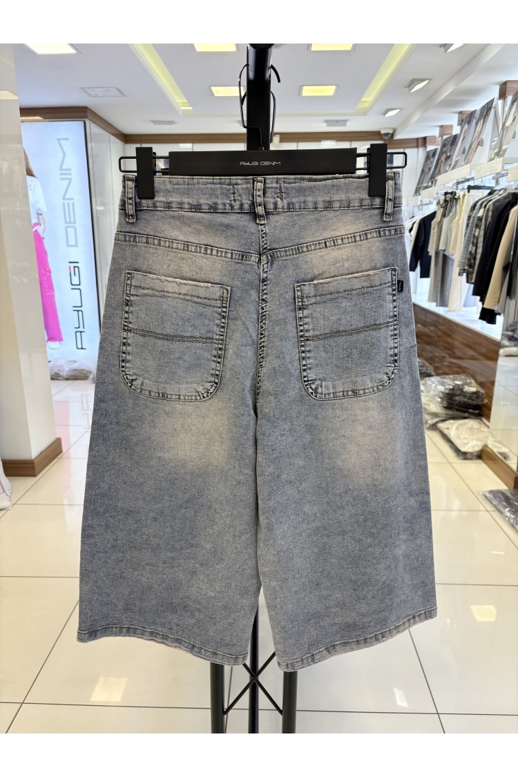 9656-134-164 ДЖИНСОВЫЕ ШОРТЫ ИНДИВИДУАЛЬНОГО ПОШИВА С ДЕКОРОМ ИЗ СТРАЗ