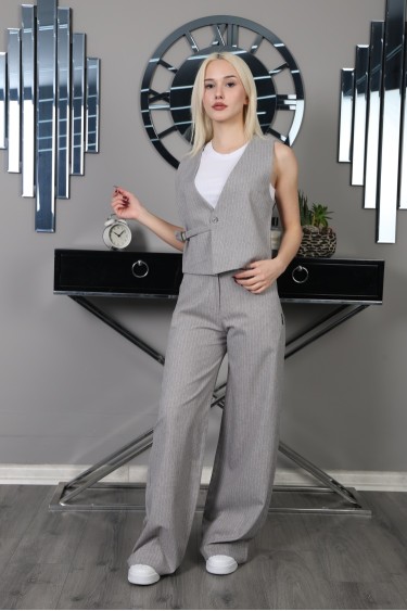 17244-134-164 ПОЛОСЫЙ ЖИЛЕТ С ПЕРЕДНЕЙ ОТКОЙКОЙ