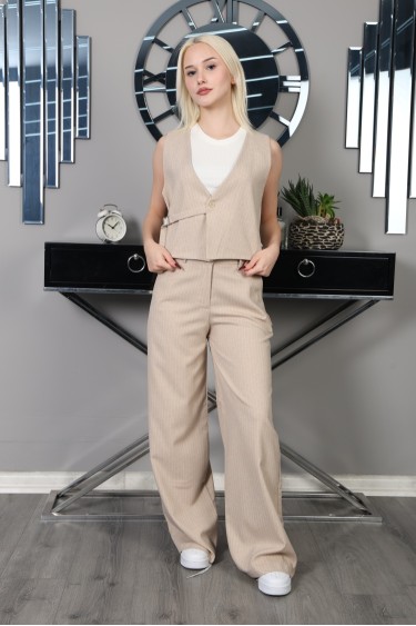 17244-134-164 ПОЛОСЫЙ ЖИЛЕТ С ПЕРЕДНЕЙ ОТКОЙКОЙ