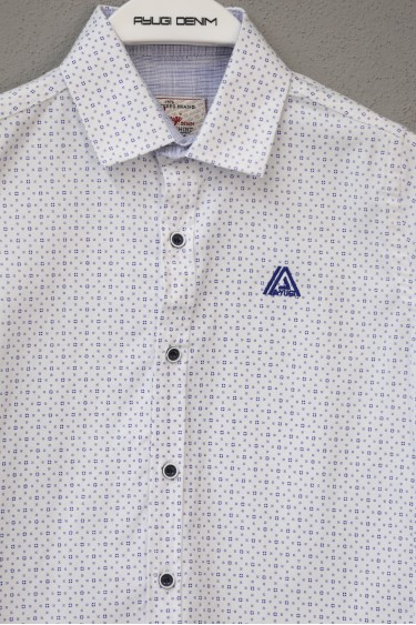 18127-128-158 РУБАШКА НА ПУГОВИЦАХ С УЗОРОМ, БЕЛАЯ РАЗМЕРА