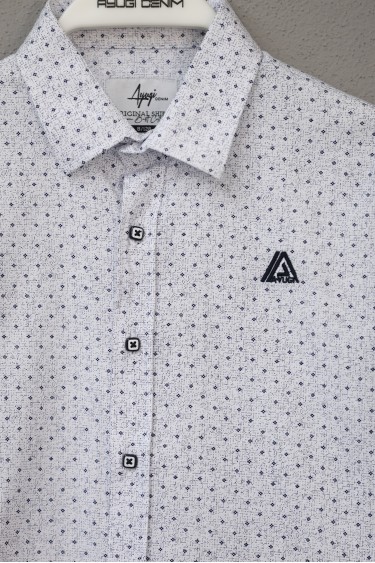 18127-128-158 РУБАШКА НА ПУГОВИЦАХ С УЗОРОМ, БЕЛАЯ РАЗМЕРА