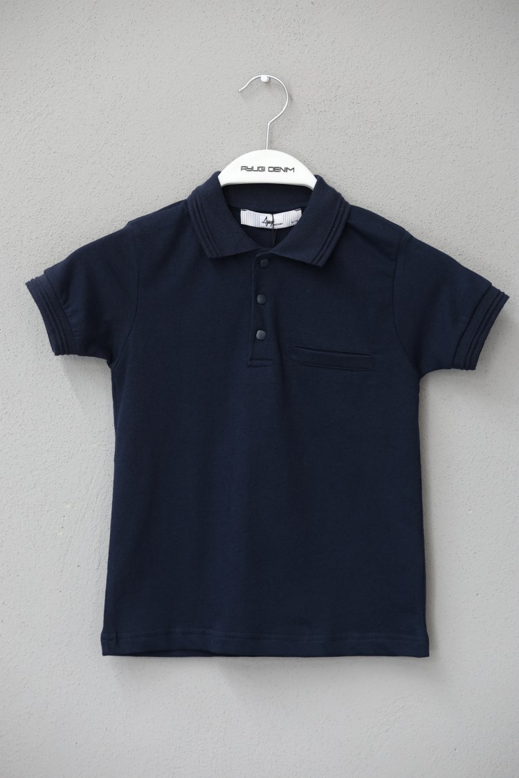 7188-146-170 SİYAH KISA KOL ÇİZGİSİZ POLO YAKA T-SHIRT